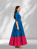 Traditional Silk Anarkali Dress with Printed Border – Ethnic Party Wear