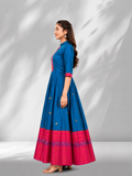 Traditional Silk Anarkali Dress with Printed Border – Ethnic Party Wear