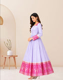 Women’s Anarkali Gown with Peacock Print Border