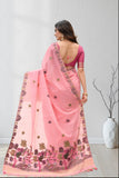Floral Embroidered Designer Saree with Tassel Border