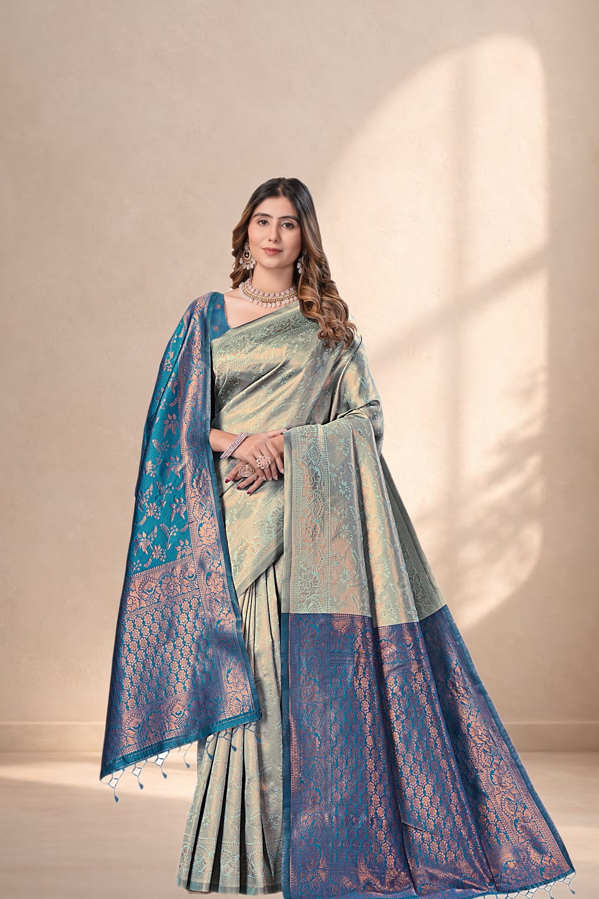 Elegant Traditional Jacquard Woven Silk Saree