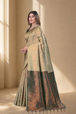 Traditional Jacquard Silk Saree with Woven Floral Motifs and Designer Border