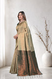 Traditional Jacquard Silk Saree with Woven Floral Motifs and Designer Border