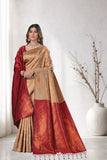 Traditional Jacquard Silk Saree with Woven Floral Motifs and Designer Border