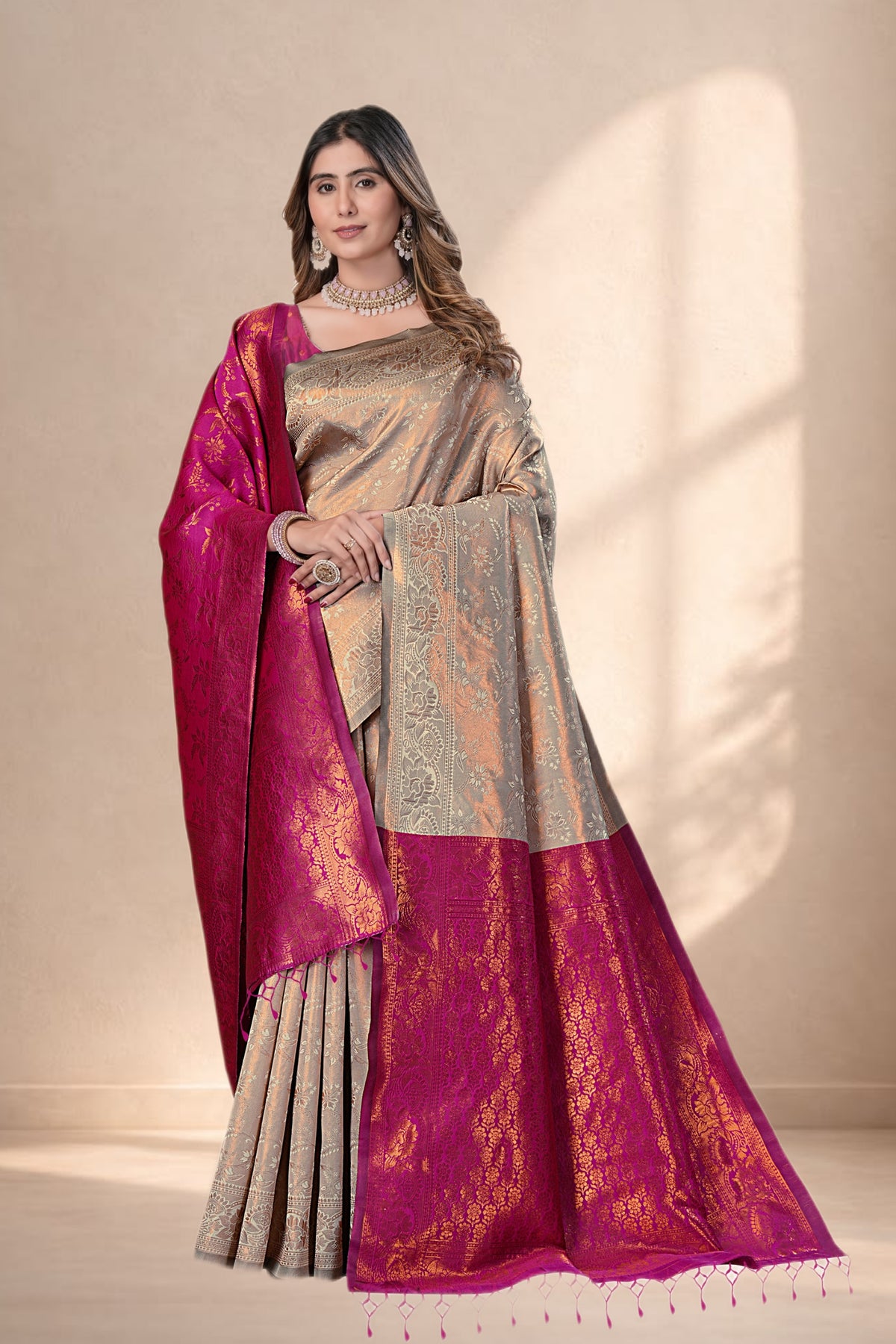 Elegant Traditional Jacquard Woven Silk Saree