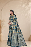 Traditional Jacquard Silk Saree with Elephant Motif and Woven Border