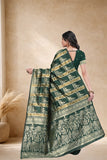 Designer Jacquard Silk Saree with Floral and Traditional Woven Motifs
