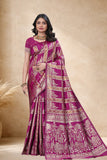 Designer Jacquard Silk Saree with Floral and Traditional Woven Motifs