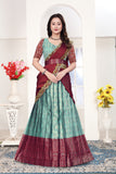 Elegant Banarasi Silk Lehenga Choli Set with Embroidered Wine Dupatta for Women