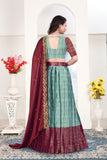 Elegant Banarasi Silk Lehenga Choli Set with Embroidered Wine Dupatta for Women