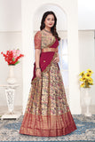 Premium Designer Beige & Maroon Banarasi Lehenga Choli with Embroidered Dupatta