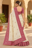 Elegant Cream Saree with Designer Maroon Embroidered Border