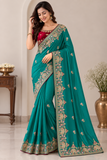 Premium Designer Embroidered Elephant & Floral Border Saree